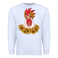White rooster head with sunflowers Premium Sweatshirt - RanaPortraitStore