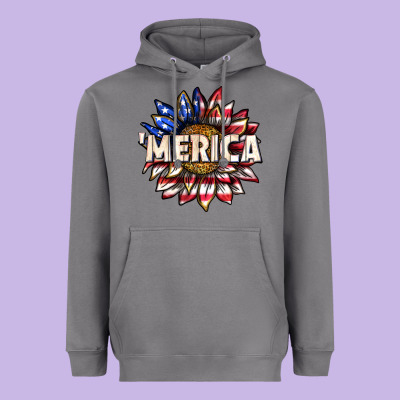 Heavyweight Hoodie merica with sunflower