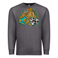 Charcoal Heather leopard cowhide hearts Premium Sweatshirt - Zillion Design Studio