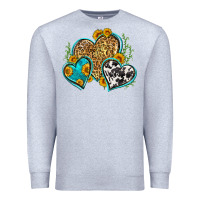 Heather Grey leopard cowhide hearts Premium Sweatshirt - Zillion Design Studio