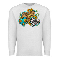 Oatmeal Heather leopard cowhide hearts Premium Sweatshirt - Zillion Design Studio