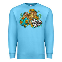 Ocean Blue leopard cowhide hearts Premium Sweatshirt - Zillion Design Studio