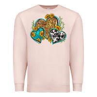 Pale Pink leopard cowhide hearts Premium Sweatshirt - Zillion Design Studio