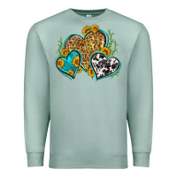 Seafoam leopard cowhide hearts Premium Sweatshirt - Zillion Design Studio