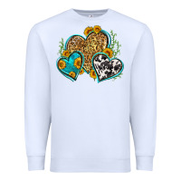 White leopard cowhide hearts Premium Sweatshirt - Zillion Design Studio