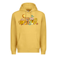 Antique Gold childhood cancer ribbon and coffee cups Premium Hoodie - AdoDesignShop
