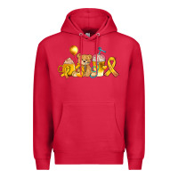 Cardinal childhood cancer ribbon and coffee cups Premium Hoodie - AdoDesignShop