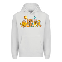 Dove Grey childhood cancer ribbon and coffee cups Premium Hoodie - AdoDesignShop