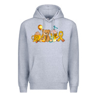 Heather Grey childhood cancer ribbon and coffee cups Premium Hoodie - AdoDesignShop