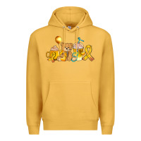 Mustard childhood cancer ribbon and coffee cups Premium Hoodie - AdoDesignShop
