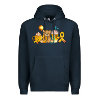 Navy childhood cancer ribbon and coffee cups Premium Hoodie - AdoDesignShop