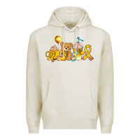 Oatmeal Heather childhood cancer ribbon and coffee cups Premium Hoodie - AdoDesignShop