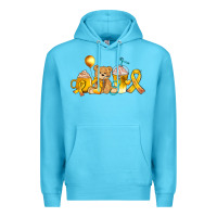Ocean Blue childhood cancer ribbon and coffee cups Premium Hoodie - AdoDesignShop