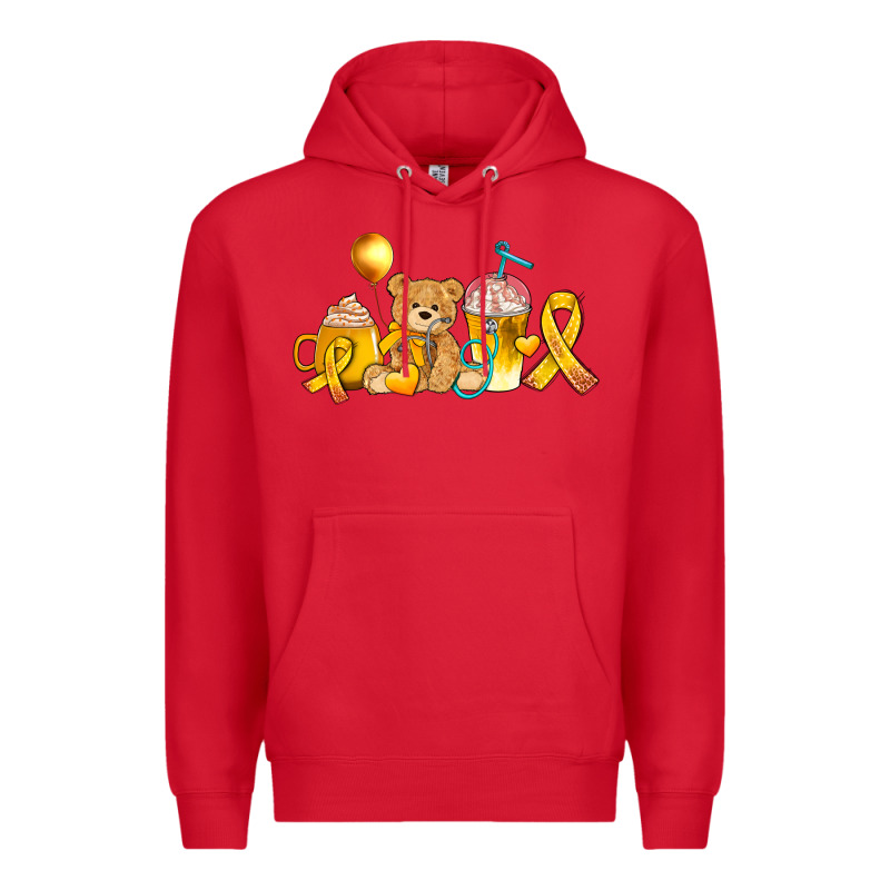 Childhood Cancer Ribbon And Coffee Cups Premium Hoodie by AdoDesignShop | Teevron