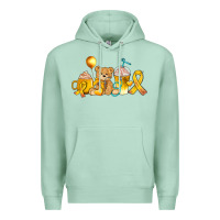 Seafoam childhood cancer ribbon and coffee cups Premium Hoodie - AdoDesignShop