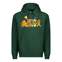 Sports Green childhood cancer ribbon and coffee cups Premium Hoodie - AdoDesignShop