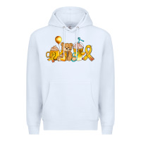 White childhood cancer ribbon and coffee cups Premium Hoodie - AdoDesignShop