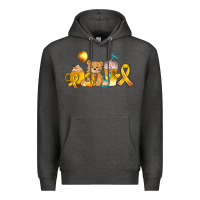 Charcoal Heather childhood cancer ribbon and coffee cups Premium Hoodie - AdoDesignShop