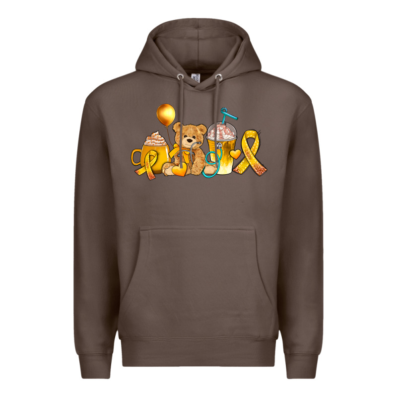 Childhood Cancer Ribbon And Coffee Cups Premium Hoodie by AdoDesignShop | Teevron