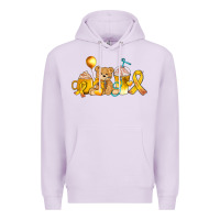 Lilac childhood cancer ribbon and coffee cups Premium Hoodie - AdoDesignShop