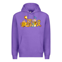 Purple childhood cancer ribbon and coffee cups Premium Hoodie - AdoDesignShop