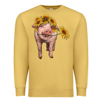 Antique Gold pig with sunflowers Premium Sweatshirt - RanaPortraitStore