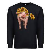 Black pig with sunflowers Premium Sweatshirt - RanaPortraitStore