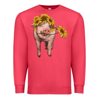 Cardinal pig with sunflowers Premium Sweatshirt - RanaPortraitStore