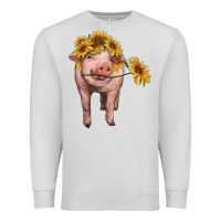 Dove Grey pig with sunflowers Premium Sweatshirt - RanaPortraitStore