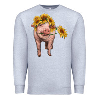 Heather Grey pig with sunflowers Premium Sweatshirt - RanaPortraitStore
