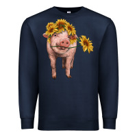 Navy pig with sunflowers Premium Sweatshirt - RanaPortraitStore