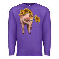 Purple pig with sunflowers Premium Sweatshirt - RanaPortraitStore