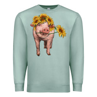 Seafoam pig with sunflowers Premium Sweatshirt - RanaPortraitStore
