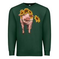 Sports Green pig with sunflowers Premium Sweatshirt - RanaPortraitStore