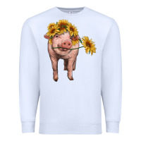 White pig with sunflowers Premium Sweatshirt - RanaPortraitStore