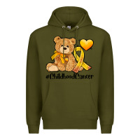 Army Green childhood cancer and cancer ribbon Premium Hoodie - AdoDesignShop