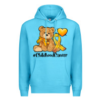 Ocean Blue childhood cancer and cancer ribbon Premium Hoodie - AdoDesignShop