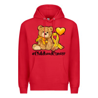 Red childhood cancer and cancer ribbon Premium Hoodie - AdoDesignShop