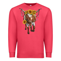 Cardinal longhorn cow with sunflowers Premium Sweatshirt - RanaPortraitStore