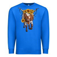 True Royal longhorn cow with sunflowers Premium Sweatshirt - RanaPortraitStore