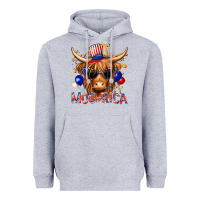 Heather Grey moorica with cow billie wilder Heavyweight Hoodie - texasbilliewilder