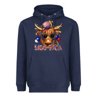 Navy moorica with cow billie wilder Heavyweight Hoodie - texasbilliewilder