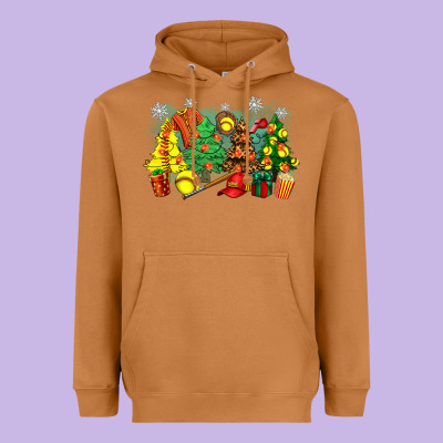 Christmas Trees With Softball Heavyweight Hoodie Designed By Zillion Design Studio