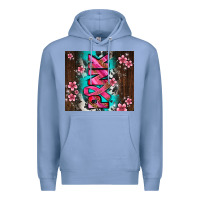 Colony Blue western pattern pink with floral cancer ribbon Premium Hoodie - AdoDesignShop