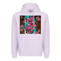 Lilac western pattern pink with floral cancer ribbon Premium Hoodie - AdoDesignShop