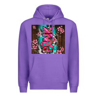Purple western pattern pink with floral cancer ribbon Premium Hoodie - AdoDesignShop