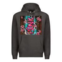 Smoke western pattern pink with floral cancer ribbon Premium Hoodie - AdoDesignShop