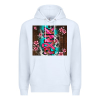 White western pattern pink with floral cancer ribbon Premium Hoodie - AdoDesignShop