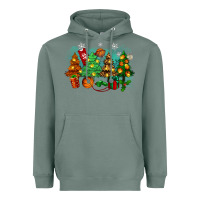 Sage christmas trees with basketball Heavyweight Hoodie - Zillion Design Studio