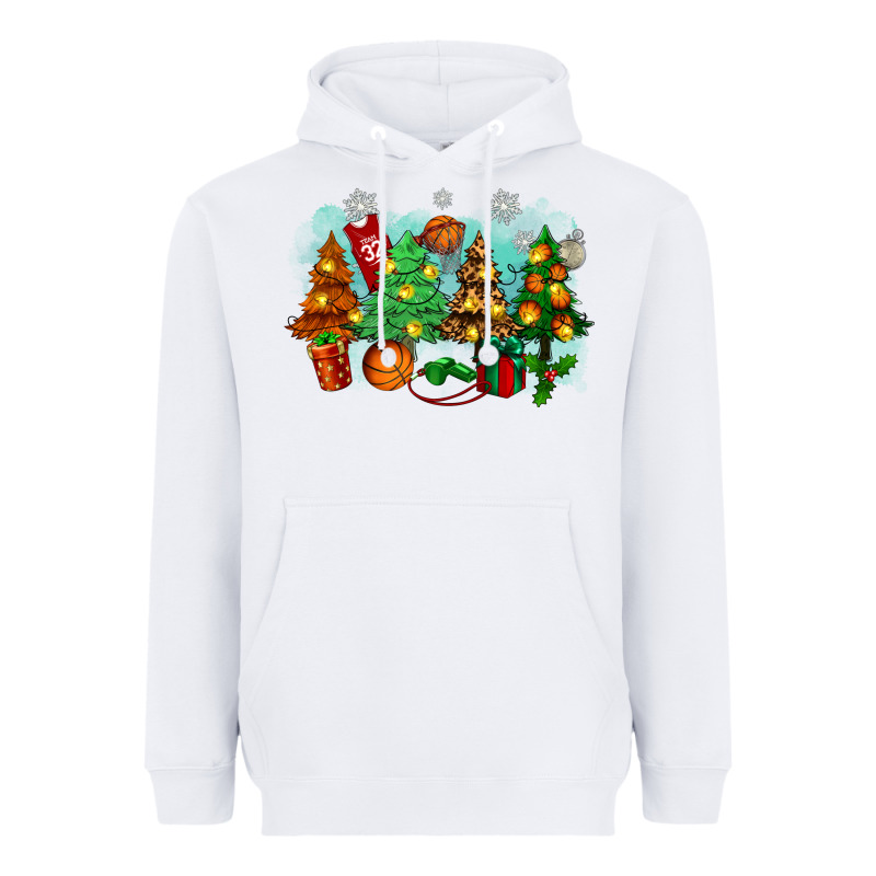 Christmas Trees With Basketball Heavyweight Hoodie by Zillion Design Studio | Teevron